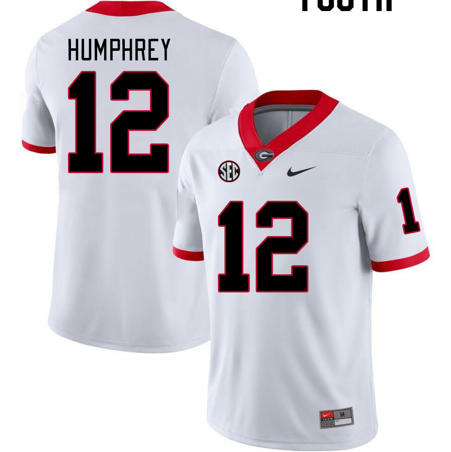 Youth #12 Julian Humphrey Georgia Bulldogs College Football Jerseys Stitched-White
